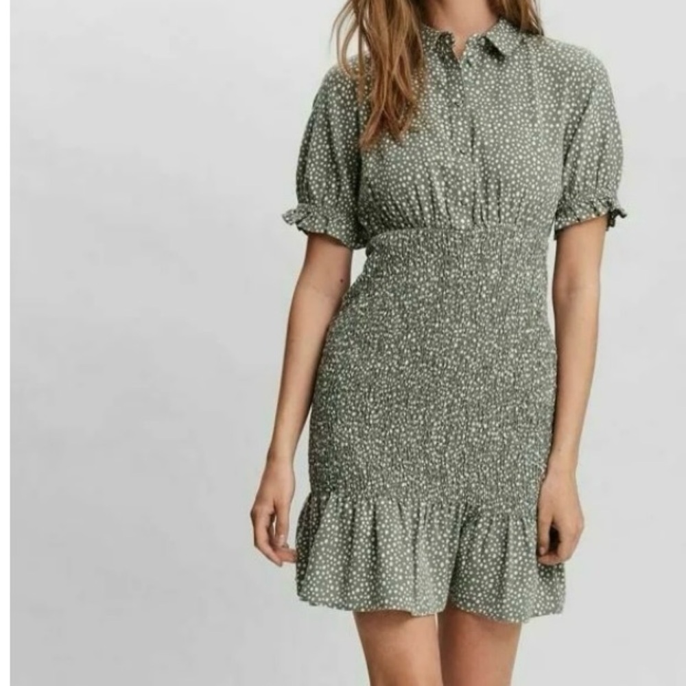 100% organic cotton, sage green, Polka Dot Ruffle Hem (vero moda) pretty dress
